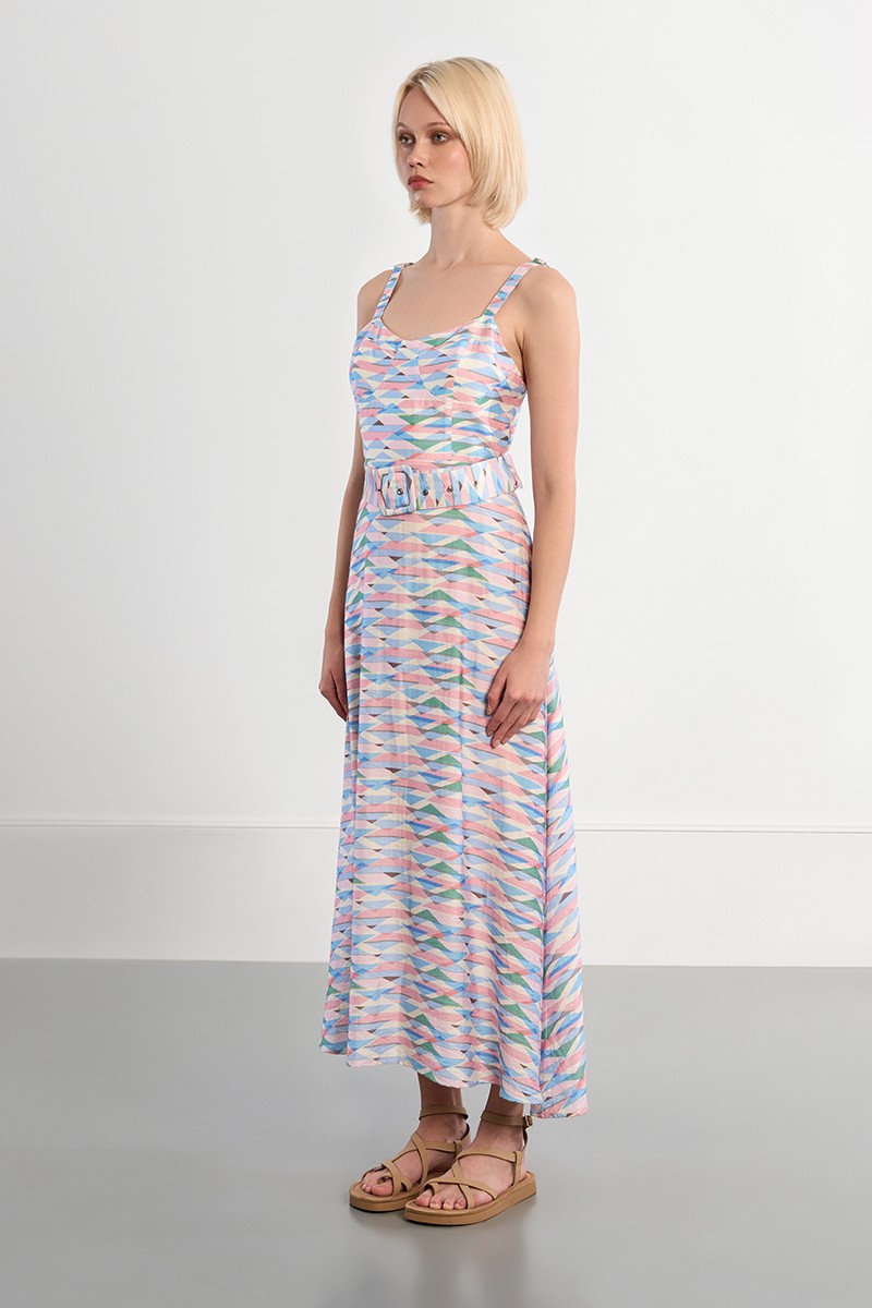 Lili Sidonio geometric print maxi dress side view