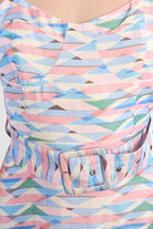 Lili Sidonio belted geometric maxi dress bodice detail