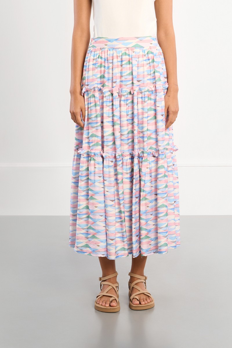 Lili Sidonio geometric print maxi skirt full length