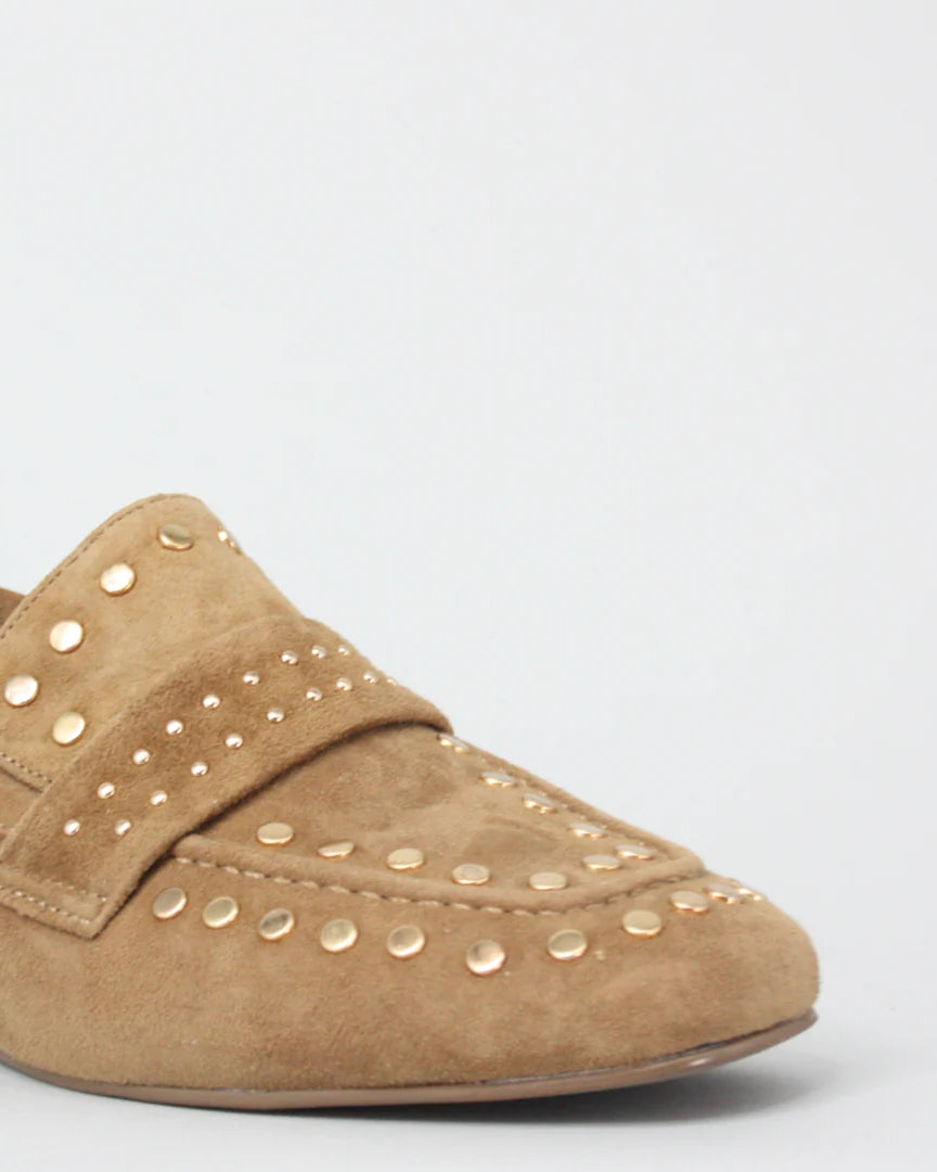 Lodi Tan Suede Moccasins With Studs