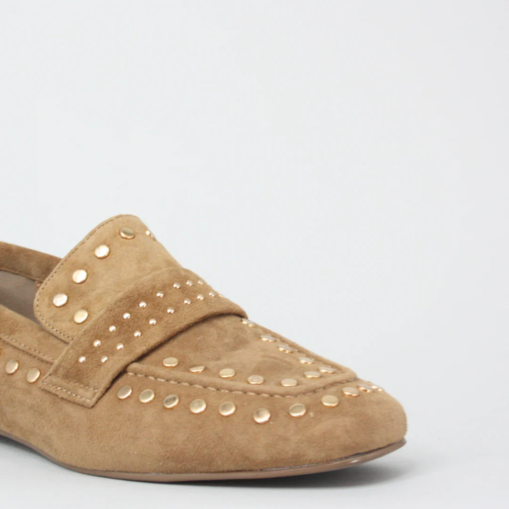 Lodi Tan Suede Moccasins With Studs