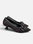 Lodi Cassion leopard print pointed toe low heel shoes – side pair view