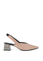 Lodi Chista Leather Sling Back Nude Shoes With Block Heel