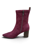 Lodi Ginebra wine suede ankle boot – zip side view