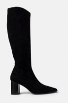 Lodi Gladis black suede knee-high boot – angled side view