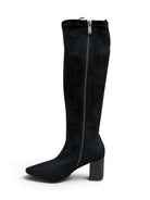     Lodi Gladis black suede knee-high boot zip side view