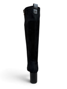 Lodi Gladis black suede sock boot – rear heel view