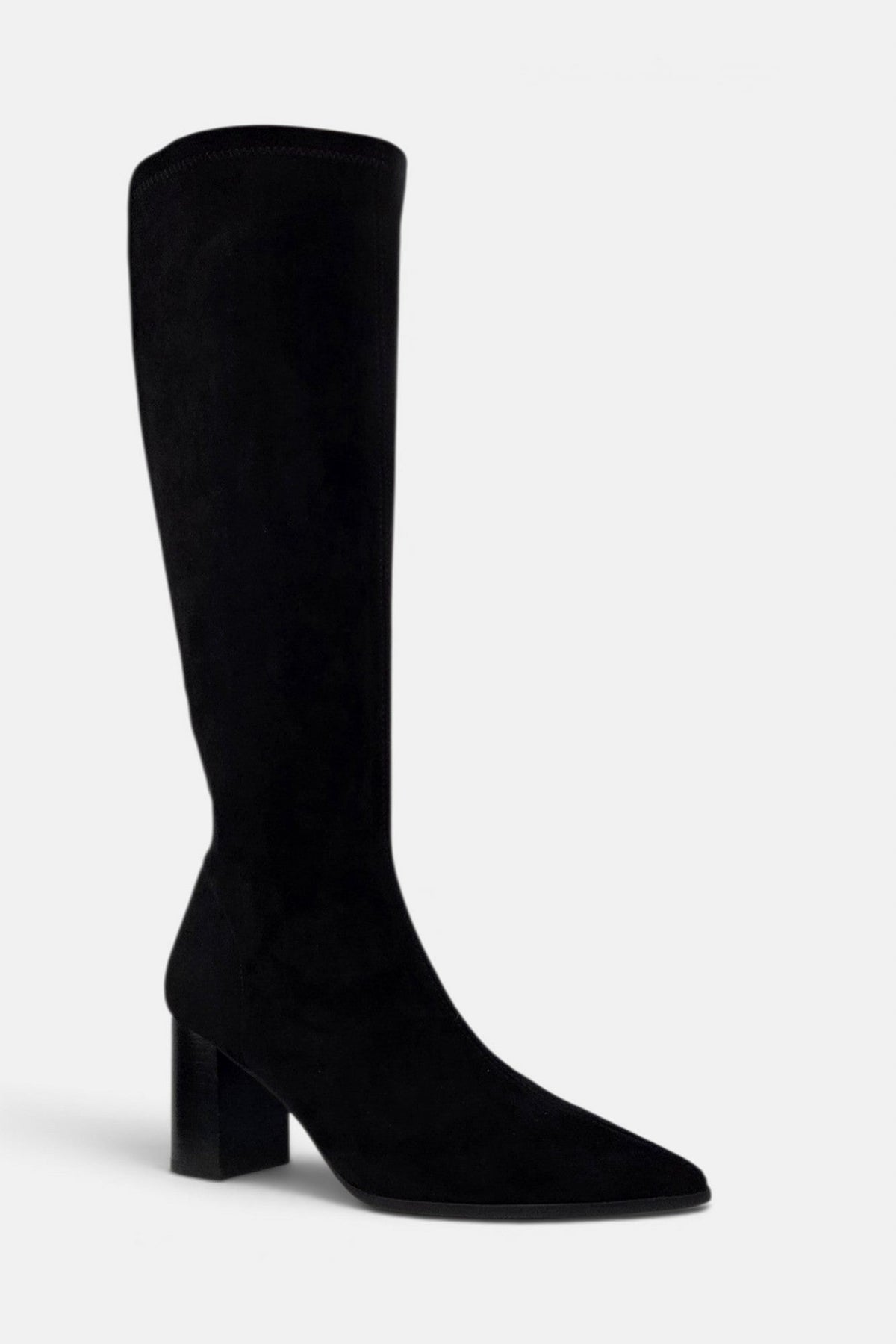 Lodi Gladis black suede knee-high sock boot – side view