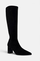 Lodi Gladis black suede knee-high sock boot – side view