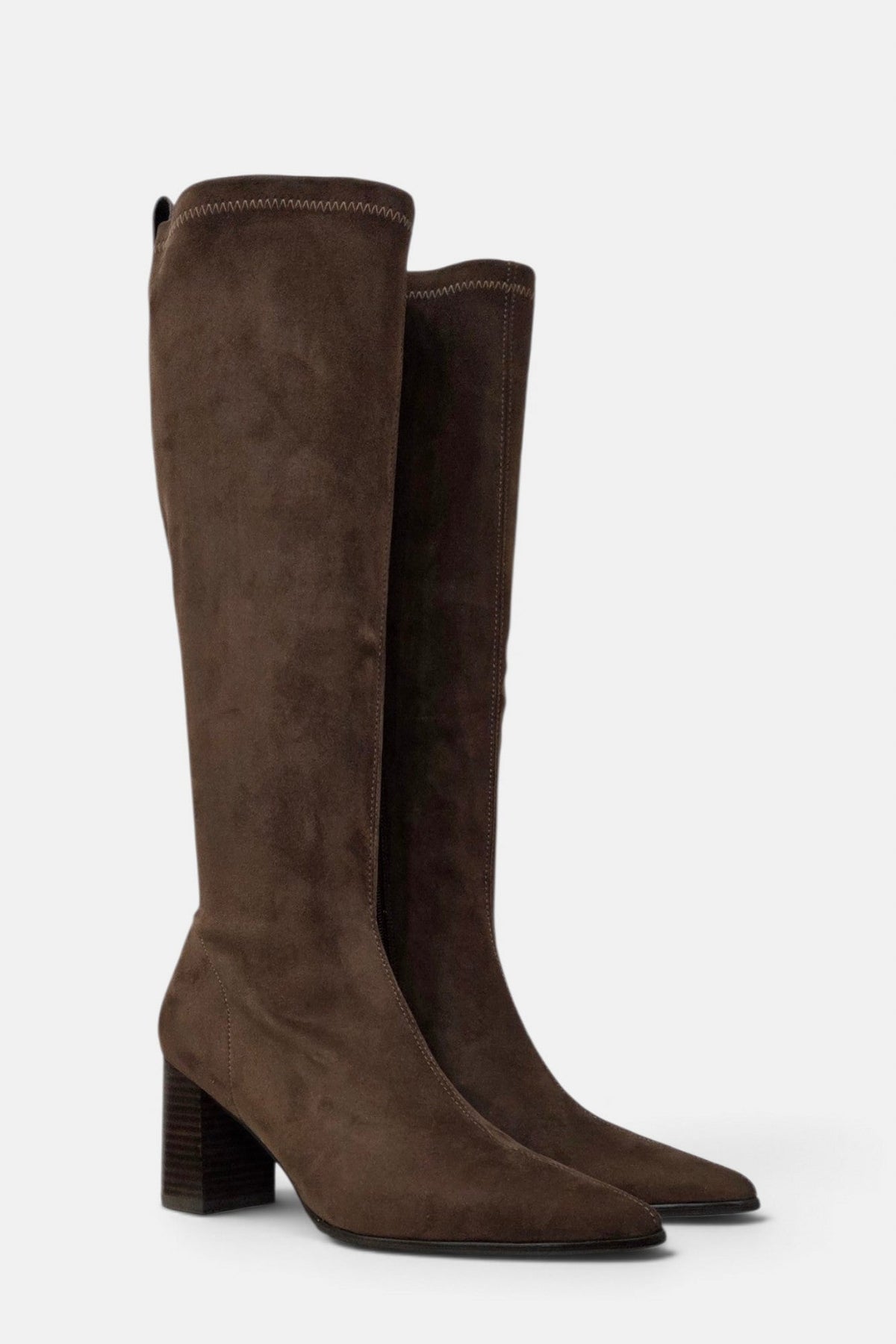 Lodi Gladis brown suede knee-high mid block boots – pair