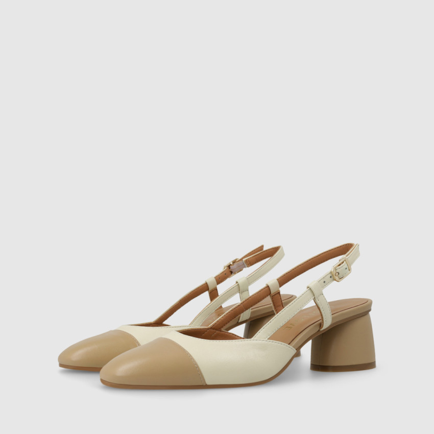 Lodi Beige/cream Rol Two Tone Slingback Pumps