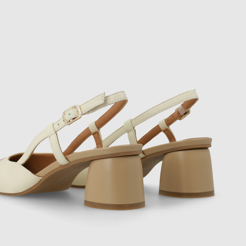 Lodi Rol Two Tone Slingback Pumps In Beige/Cream