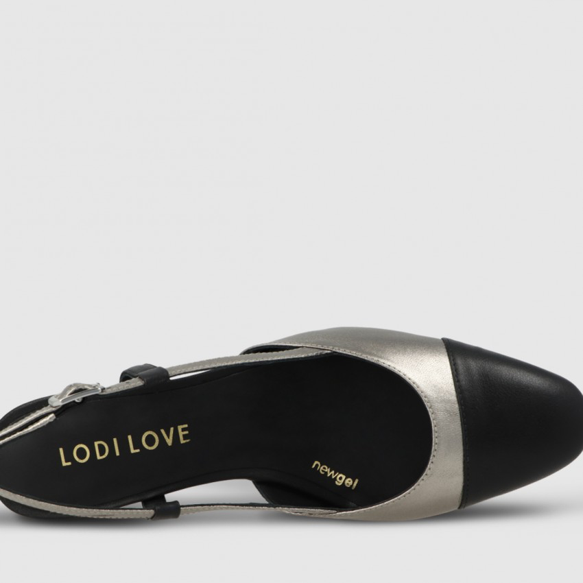 Lodi Rol Black/Silver Two Tone Slingback Shoes