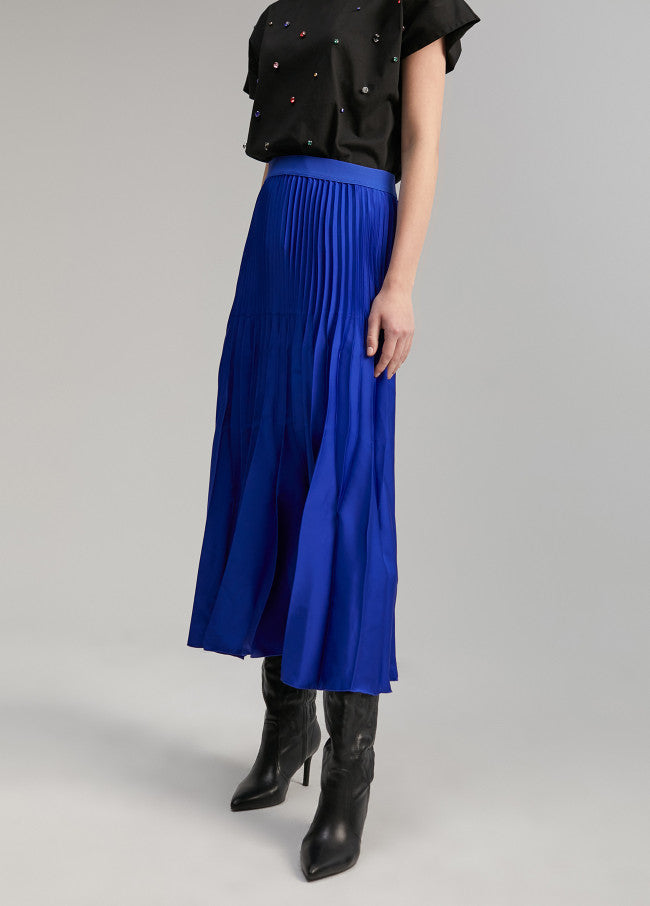 Lola Casademunt Lola Pleated Midi Skirt In Blue