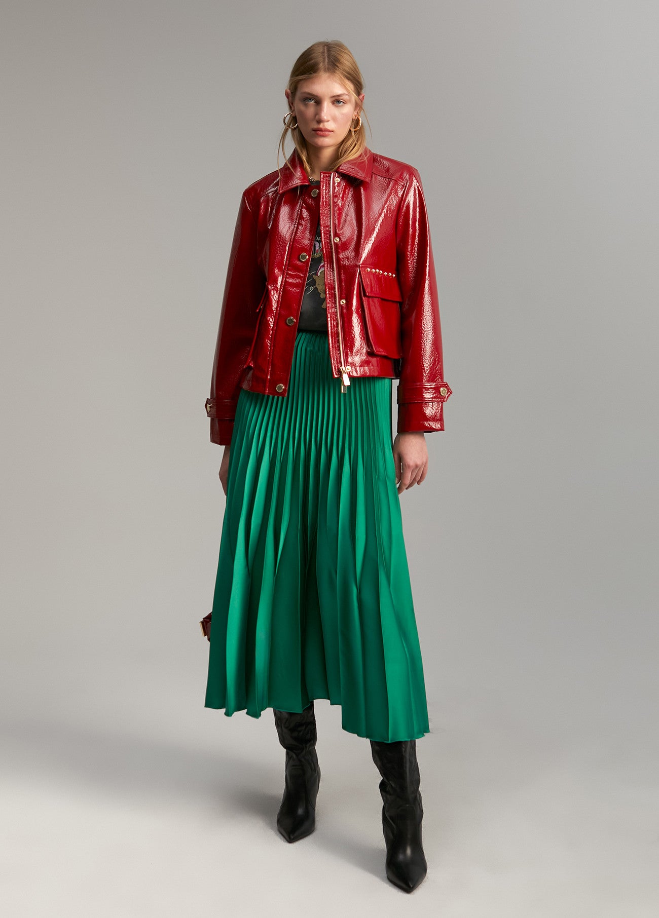 Lola Casademunt Lola Pleated Midi Skirt In Emerald Green