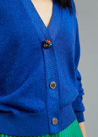 Lola Casademunt Lola Short Glitter Detail Cardigan in Blue