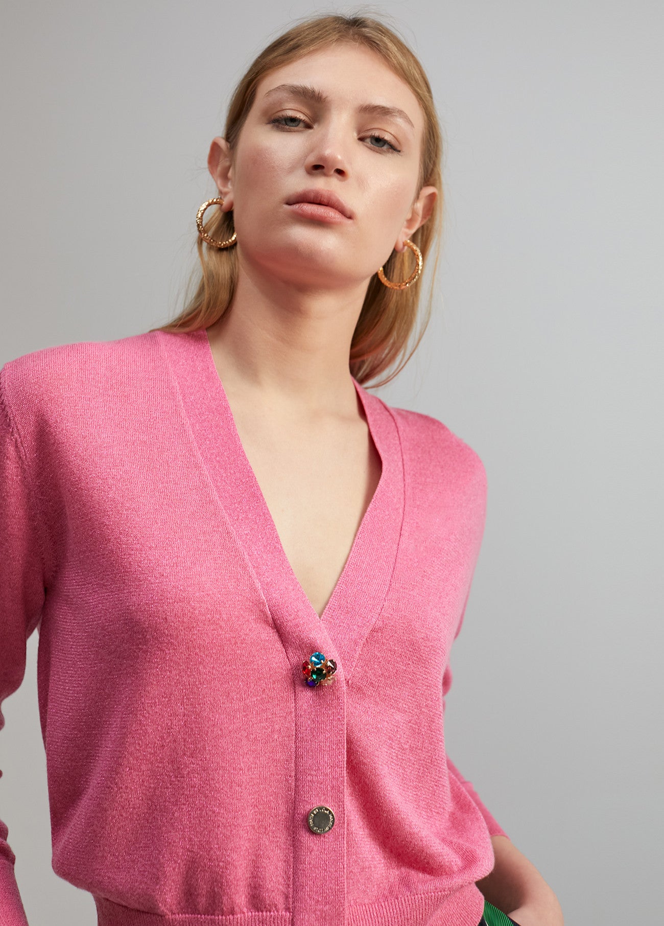 Lola Casademunt Lola Short Glitter Cardigan In Pink