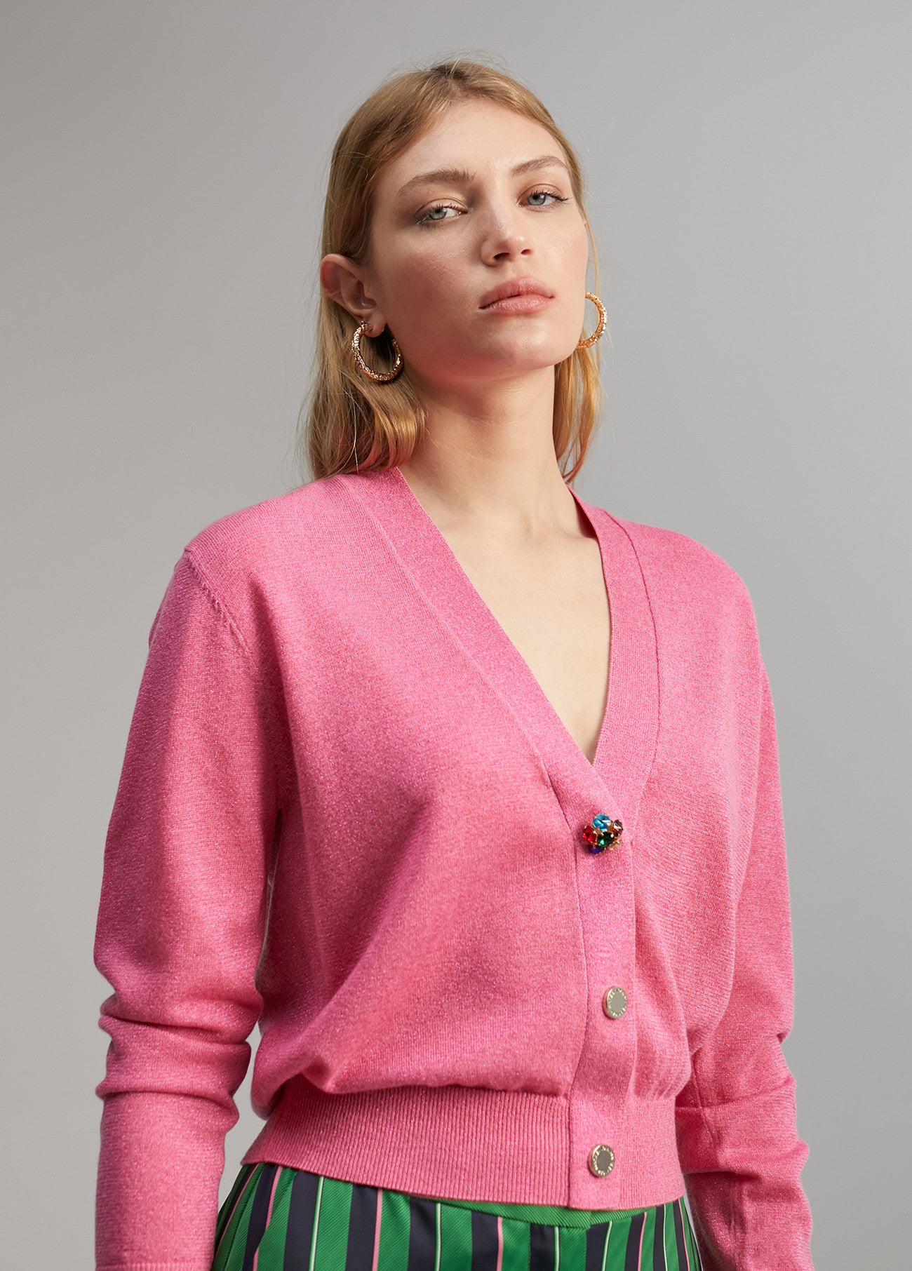 Lola Casademunt Lola Short Glitter Detail Cardigan In Pink