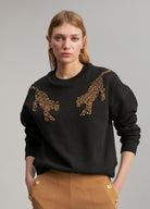 Lola Casademunt Tiger Beaded Embellished Sweater In Black