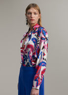 Lola Casademunt Blue/Pink/White Paisley Print Satin Effect Shirt