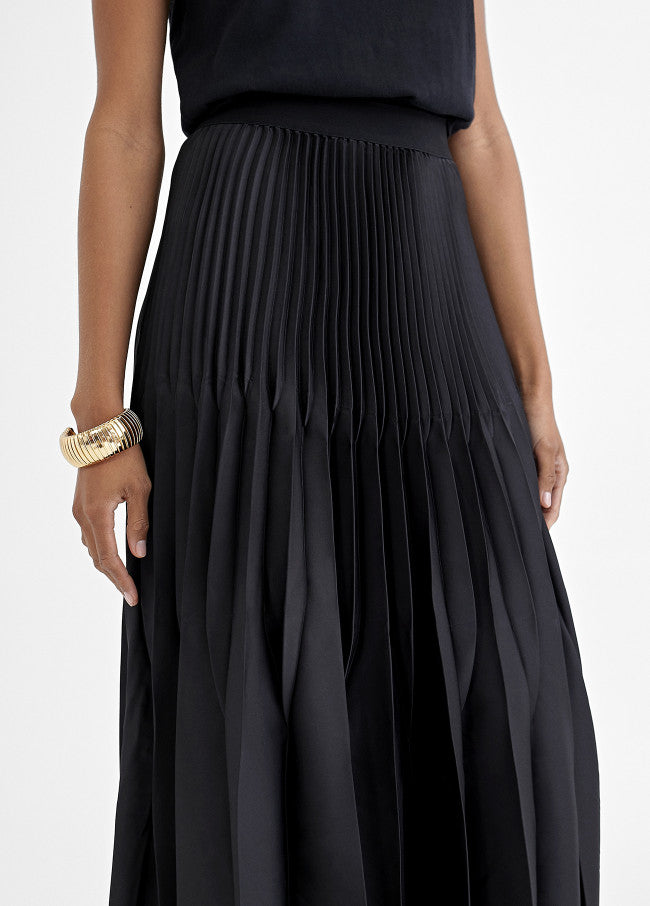 Lola Casademunt Pleated Midi Skirt Black