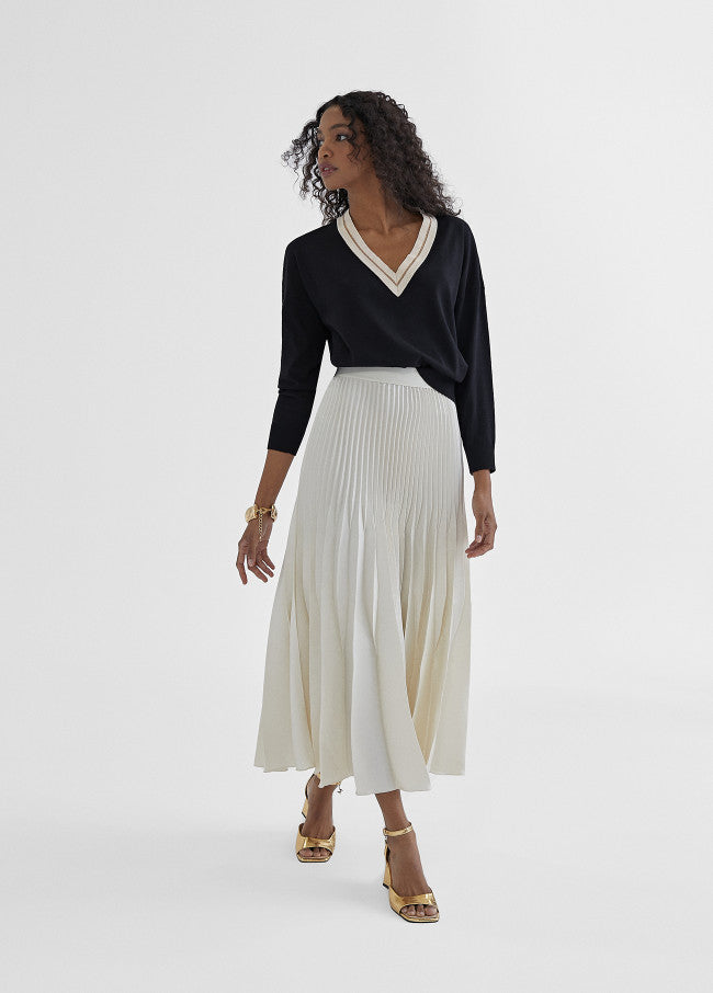 Lola Casademunt Pleated Midi Skirt In Cream