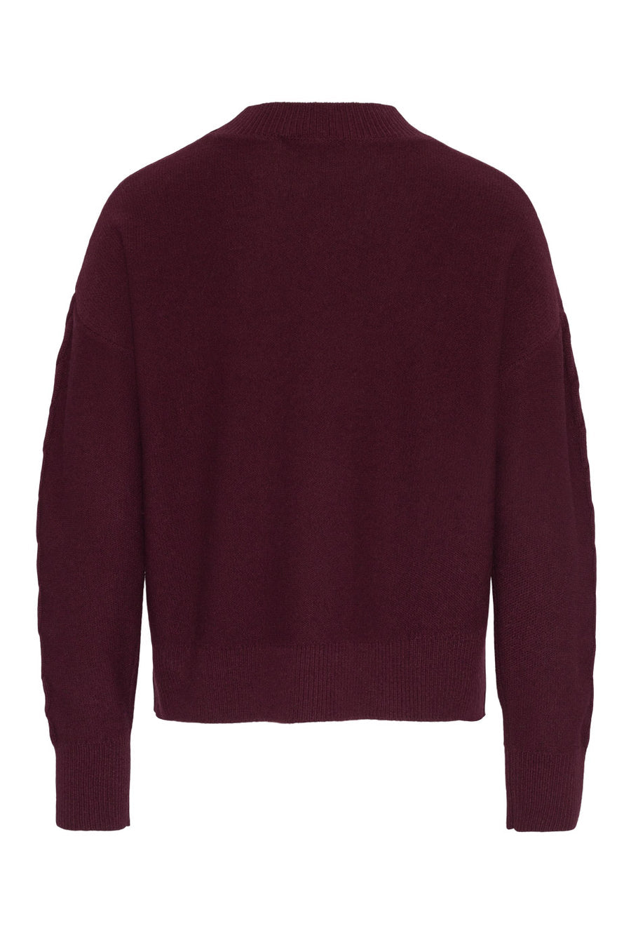 Love Lolina Marcia burgundy knit, high crew neck from back