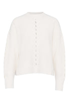 Love Lolina Marcia cream merino keyhole detail jumper with ribbed neck and cuffs – back view