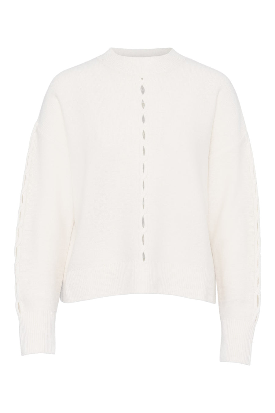 Love Lolina Marcia cream merino keyhole detail jumper with ribbed neck and cuffs – back view