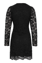 Love Lolina Riley lace mini dress in black with sheer long sleeves and scalloped hem