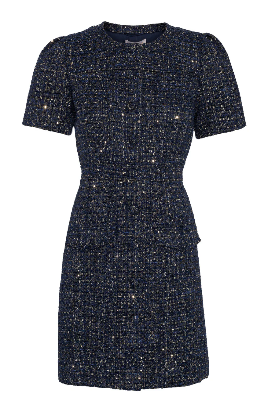 Love Lolina Stassie glitter-thread tweed short-sleeve designer mini dress