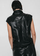 Luje Alora black faux leather vest back view