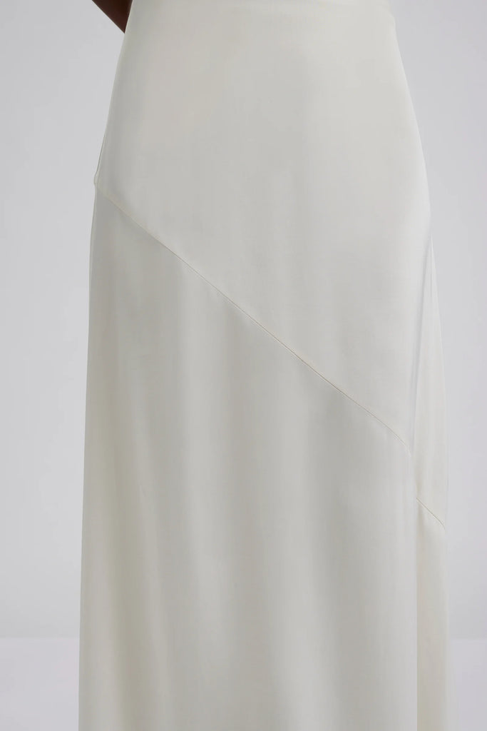 Malina Alexis Cream Maxi Skirt With Diagonal Seam Detail