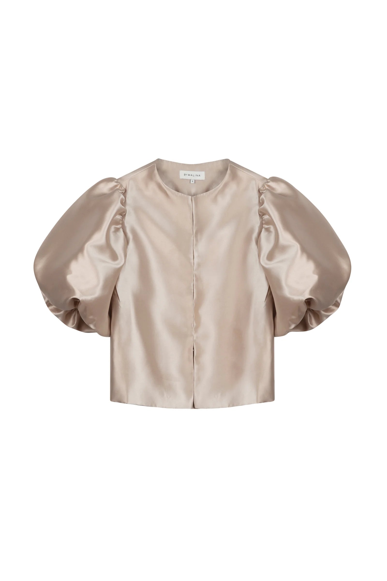 Malina Cleo Blouse With Poufy Balloon Sleeves - Beige