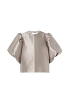 Malina Cleo Blouse With Poufy Balloon Sleeves In Grey 