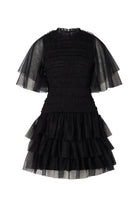 Malina Minnie Black Short Sleeve Ruffle Lace Mini Dress