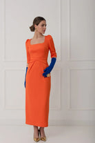 Matilde Cano Folded Waist Occasion Dress In Orange