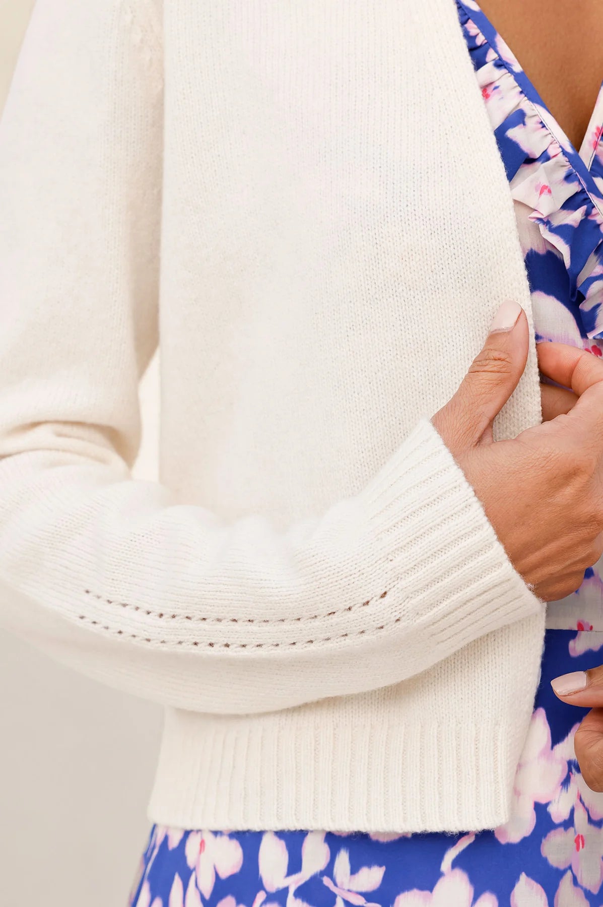 Aspiga lightweight merino cardigan sleeve rib detail