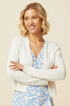 Aspiga merino wool edge to edge cardigan cream front view