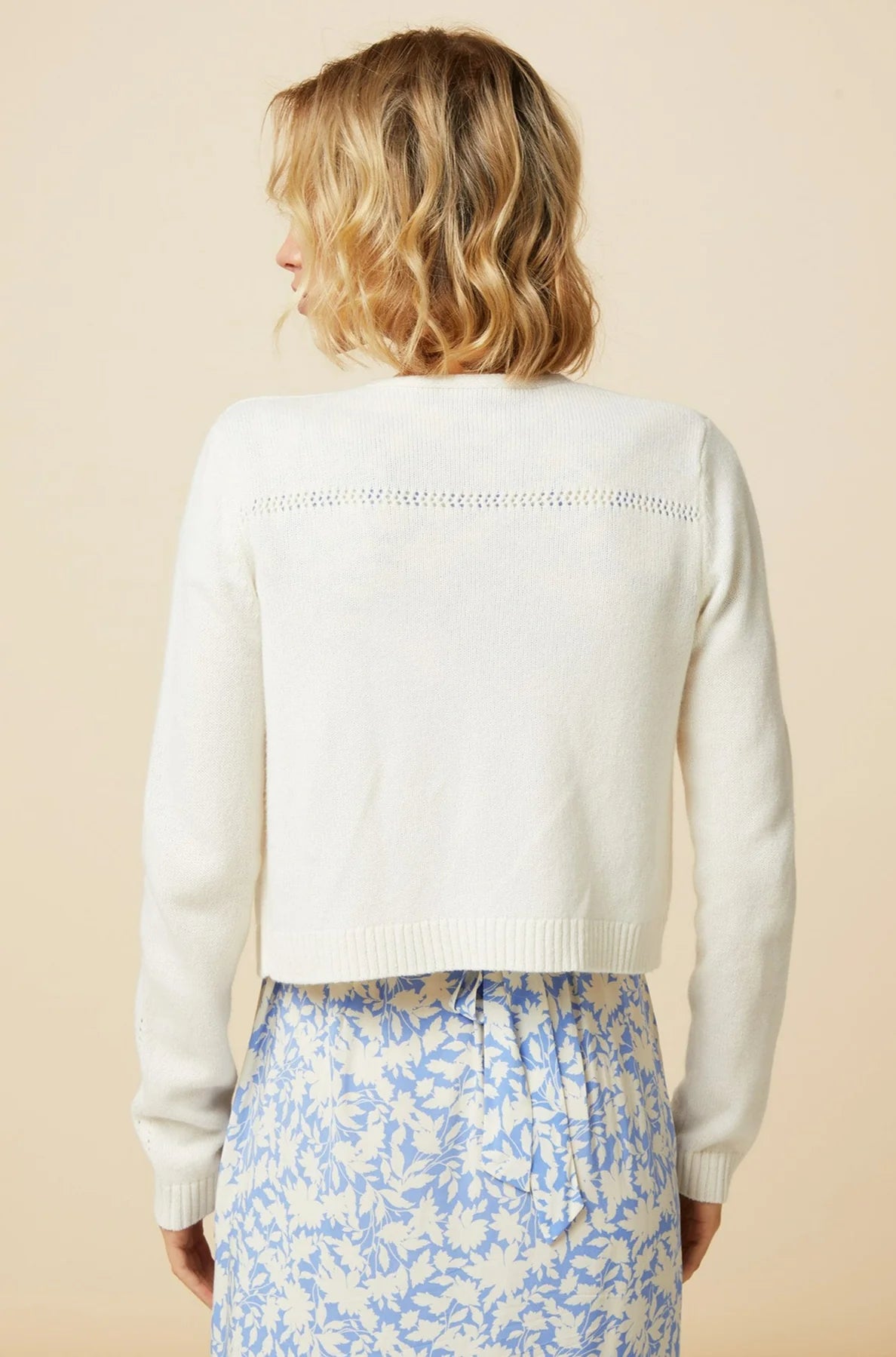 Aspiga cropped merino wool cardigan back view
