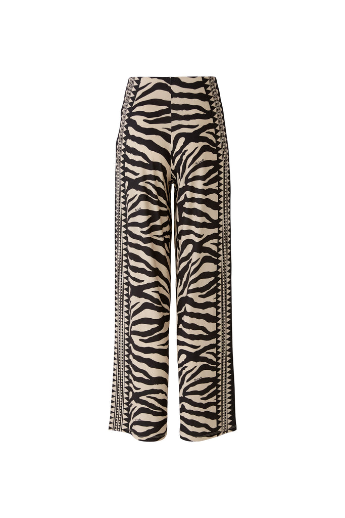 Miss Lagotte Ethnic Zebra Print Wide Leg Trousers From The Back