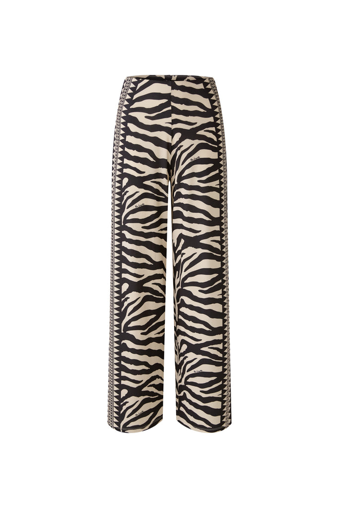 Miss Lagotte Ethnic Zebra Print Wide Leg Trousers