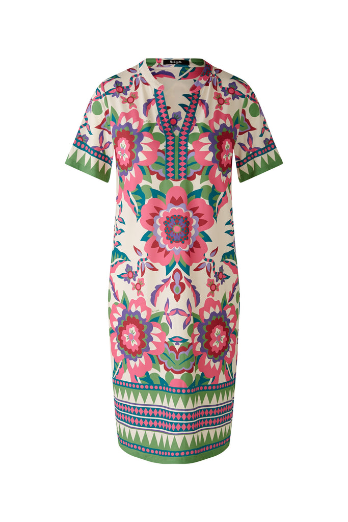 Miss Lagotte Green/Pink Ethnic Floral Print Tunic Dress