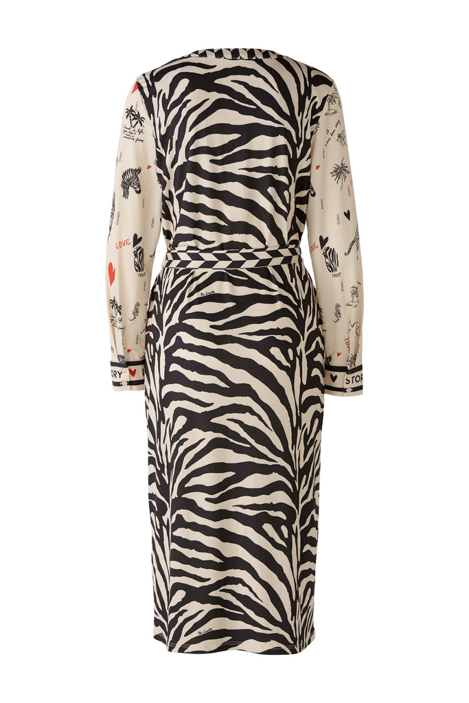 Miss Lagotte Zebra Print Long Sleeve Belted Dress From Back