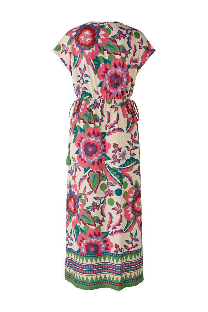 Miss Lagotte Stone/Pink Ethnic Floral Print Midi Dress From Back