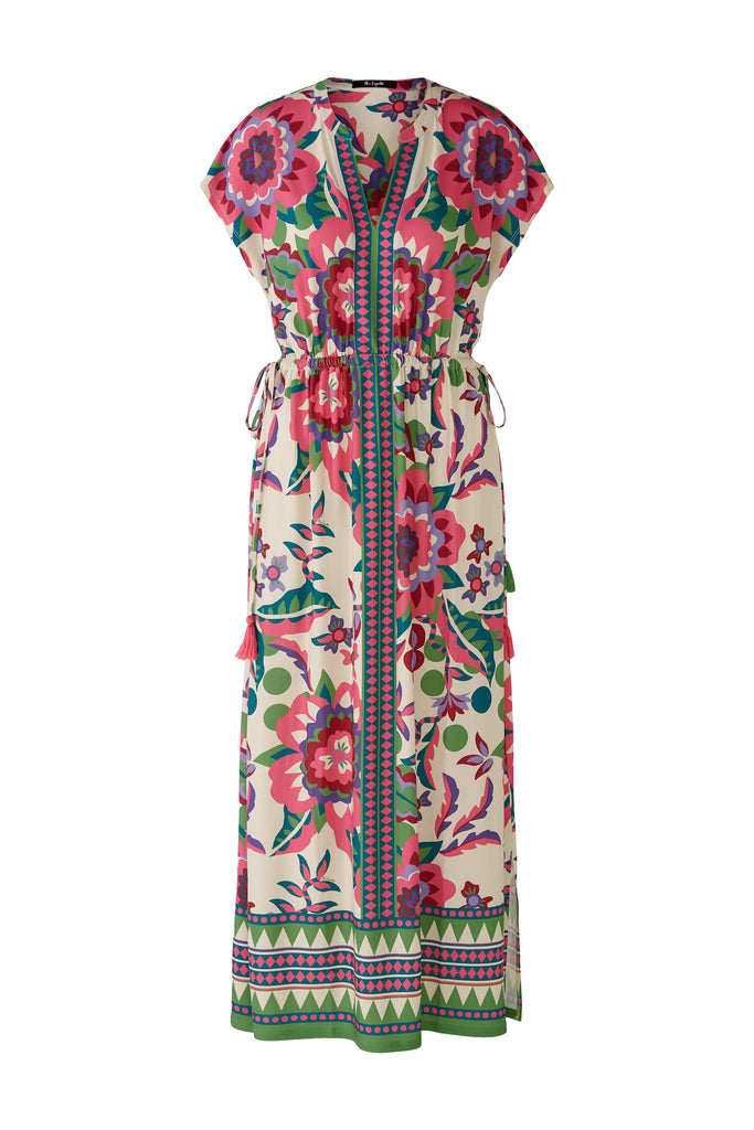 Miss Lagotte Stone/Pink Ethnic Floral Print Midi Dress