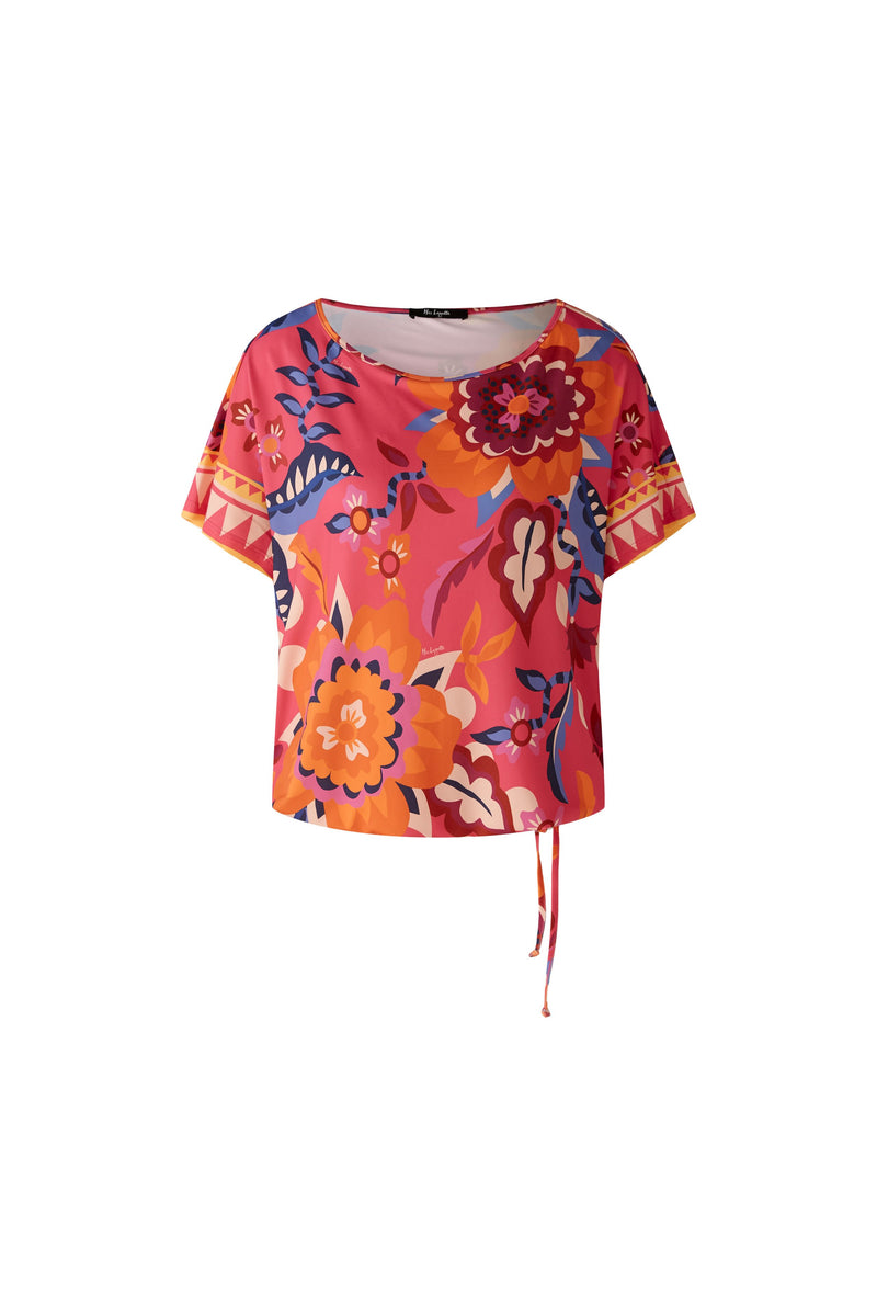 Miss Lagotte Pink/Orange Scoop Neck Top With Short Sleeve | Ribbon ...