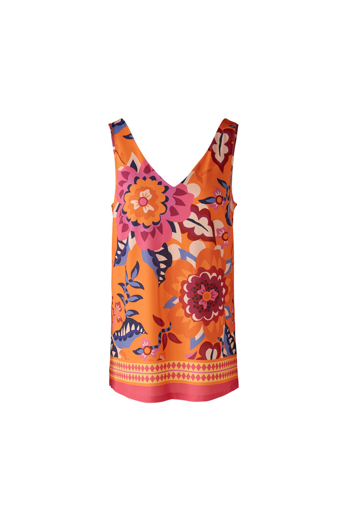 Miss Lagotte Orange/Pink Floral Vest Top