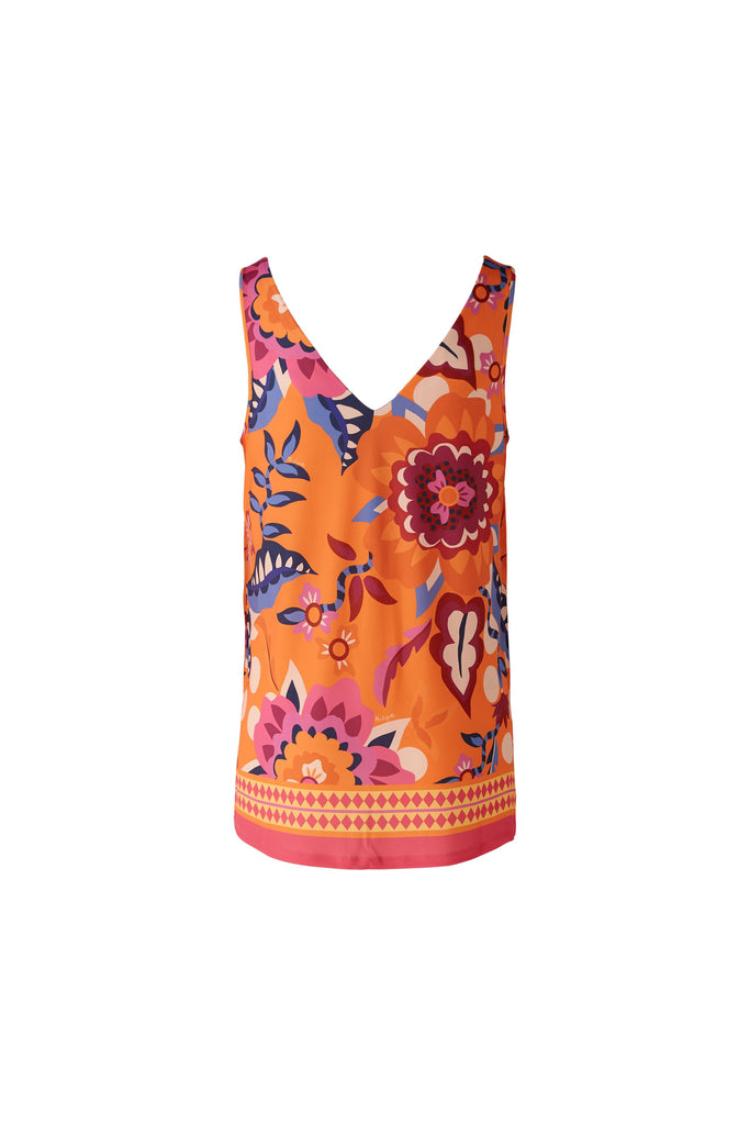 Miss Lagotte Orange/Pink Floral Vest Top From Back
