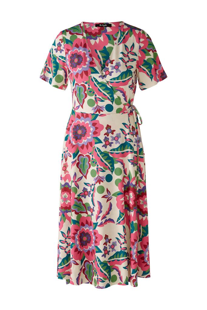 Miss Lagotte Short Sleeve Floral Wrap Style Midi Dress